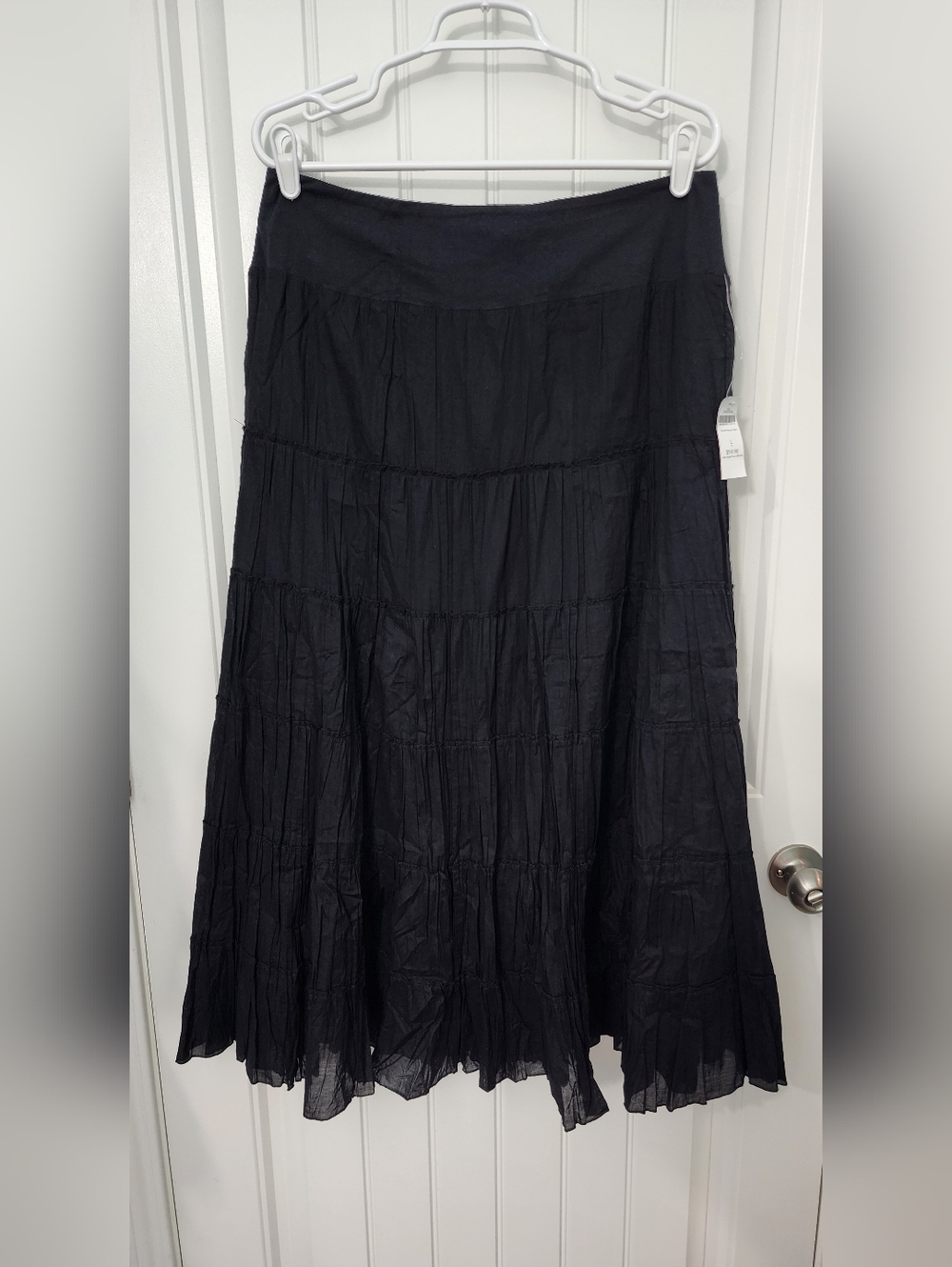 NEW! Coldwater Creek Women's Black Tiered Maxi Skirt, Size Large (14)